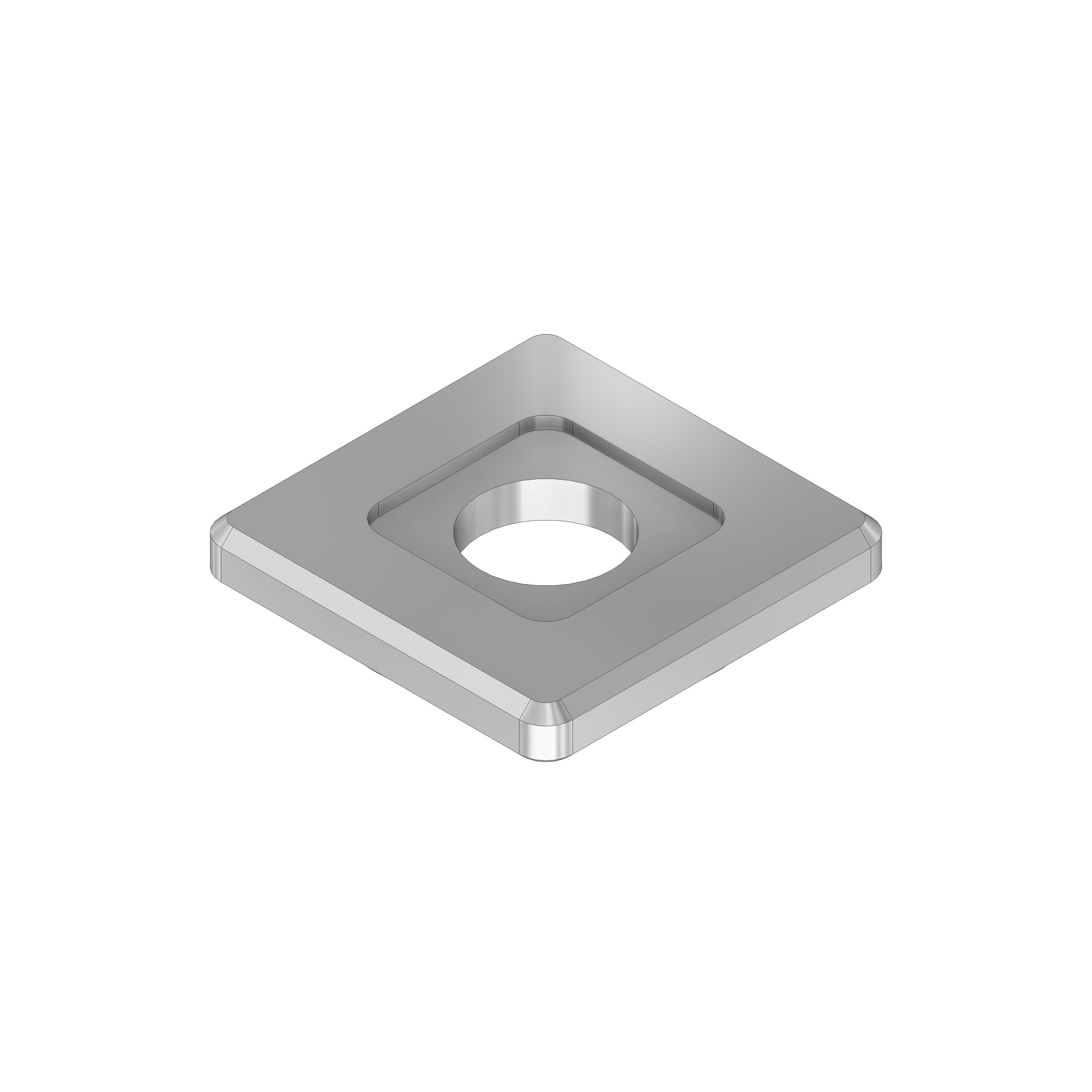 V2A Quadrat-Scheibe 30x30x4 mm mit Ausdrehung 16x16x1,0 mm und Durchgangsbohrung Ø11 mm