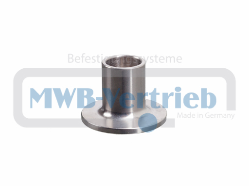 V2A Sprossenschuh Ø40 mm ohne Gewinde für Rohr Ø16 mm mit Bohrung M10