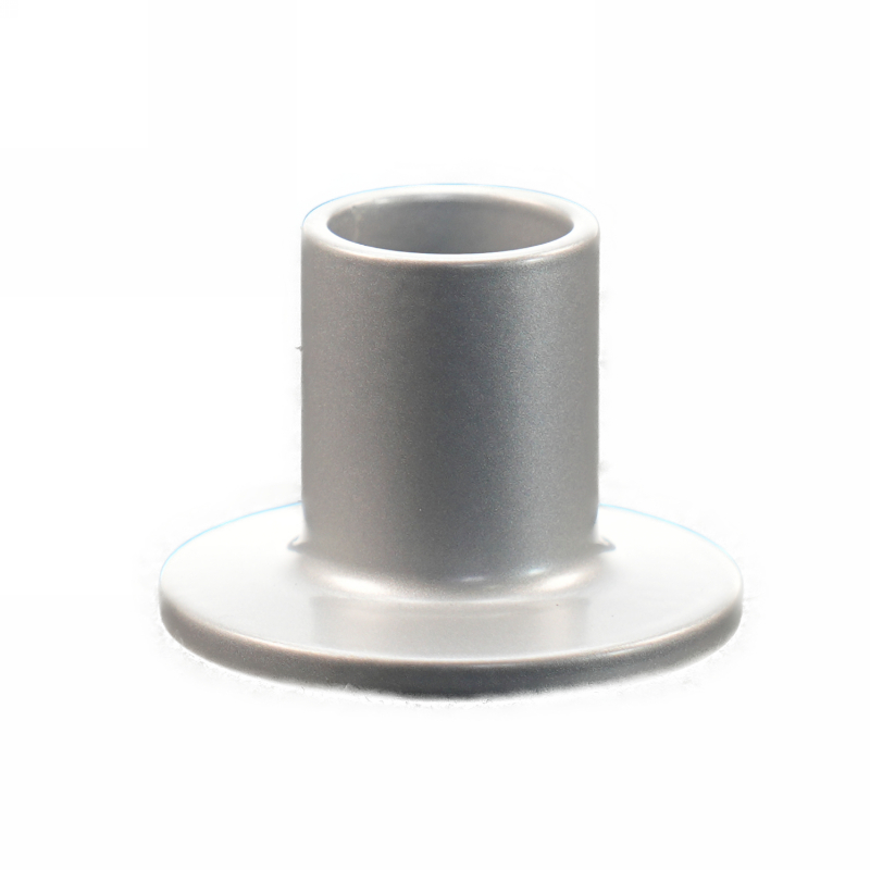 Sprossenschuh Ø40x28mm RAL9006 mit Ausdrehung Ø16,7 mm mit Gewinde M16x1, Wst. 1.0718 beschichtet, silber RAL9006