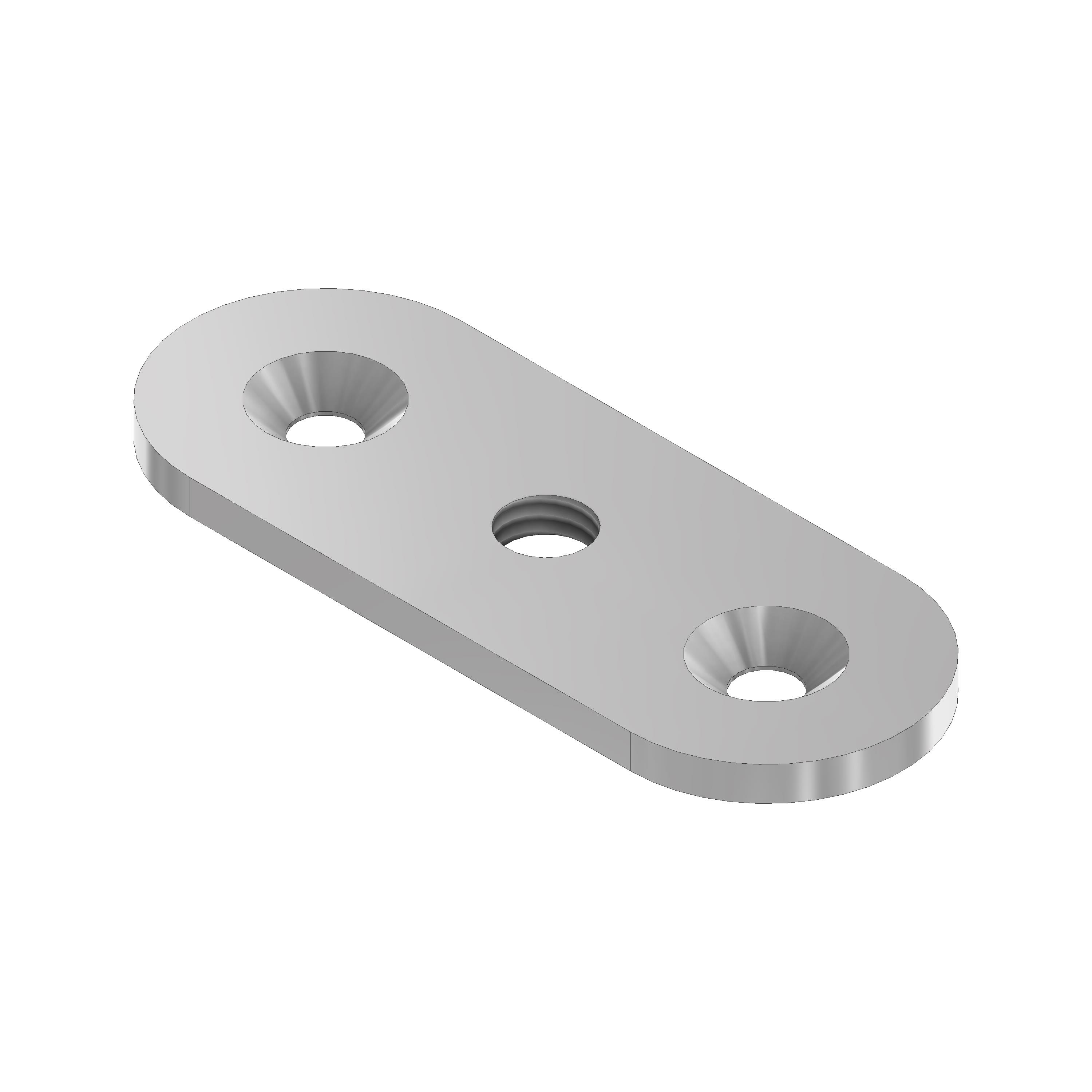 V2A Handlaufträgerplatte gerade 63 x 24 x 3 mm mit Gewinde M8 mittig einseitig geschliffen Mittelloch: Innengewinde M8