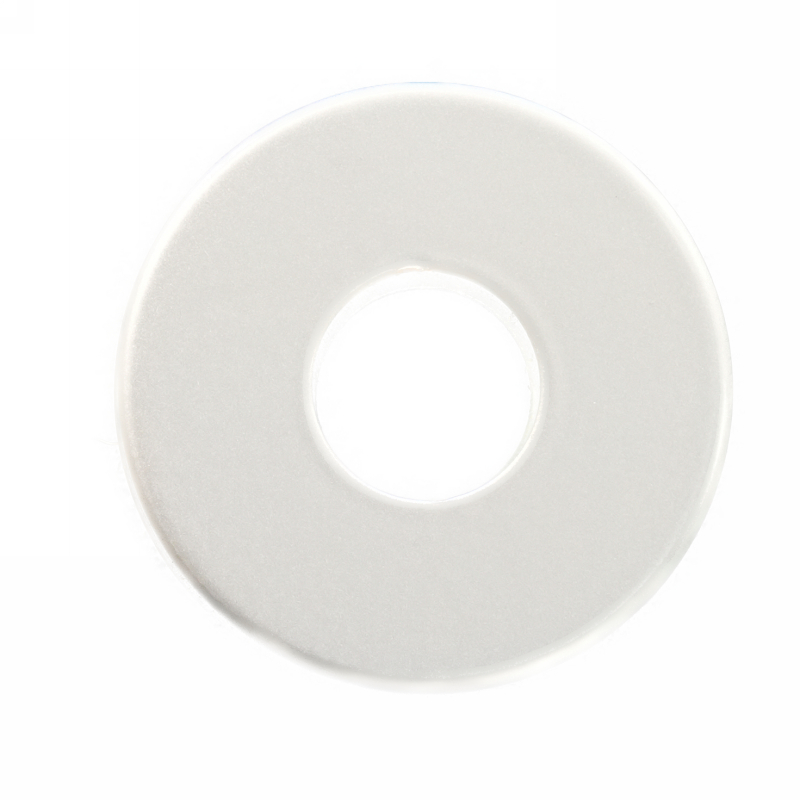 Rosette Ø45 in RAL9006 mit Gummilager, ohne Bördel, aus Blechmaterial gefertigt