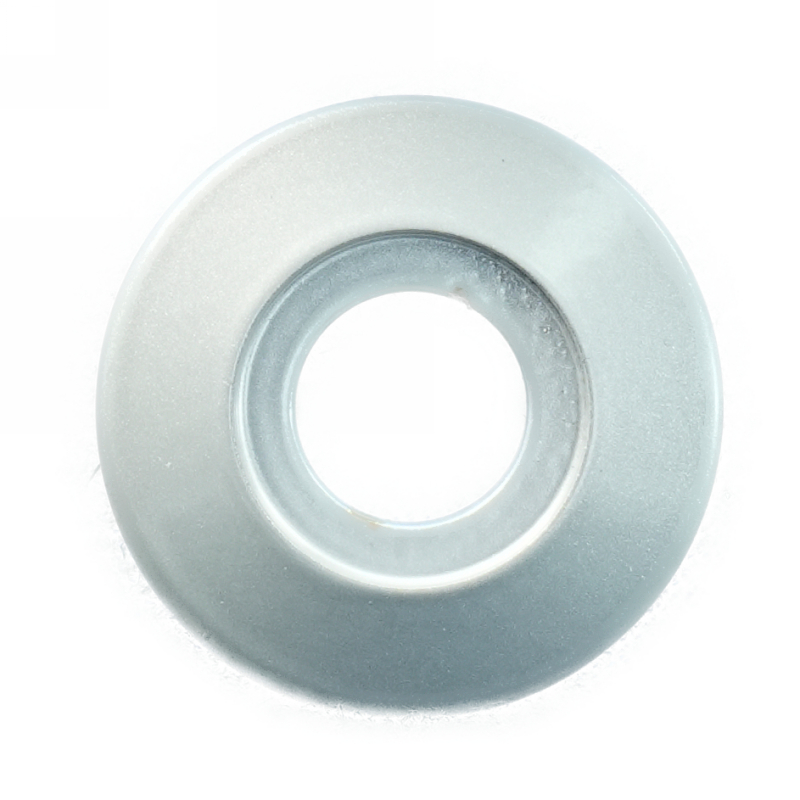 Trapezscheibe Ø30x4 mm RAL9006 mit Ausdrehung Ø16,7x1,5 mm und Durchgangsbohrung Ø11 mm beschichtet in silber RAL9006