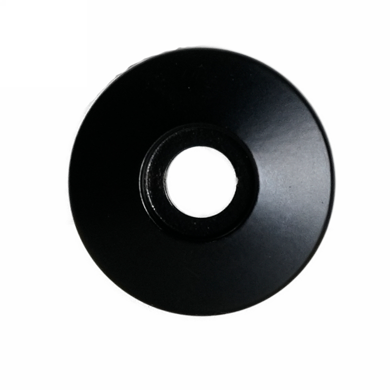 Trapezscheibe Ø35x4mm RAL9005 mit Ausdrehung Ø17x1,5 mm und Durchgangsbohrung Ø11 mm beschichtet, schwarz RAL 9005