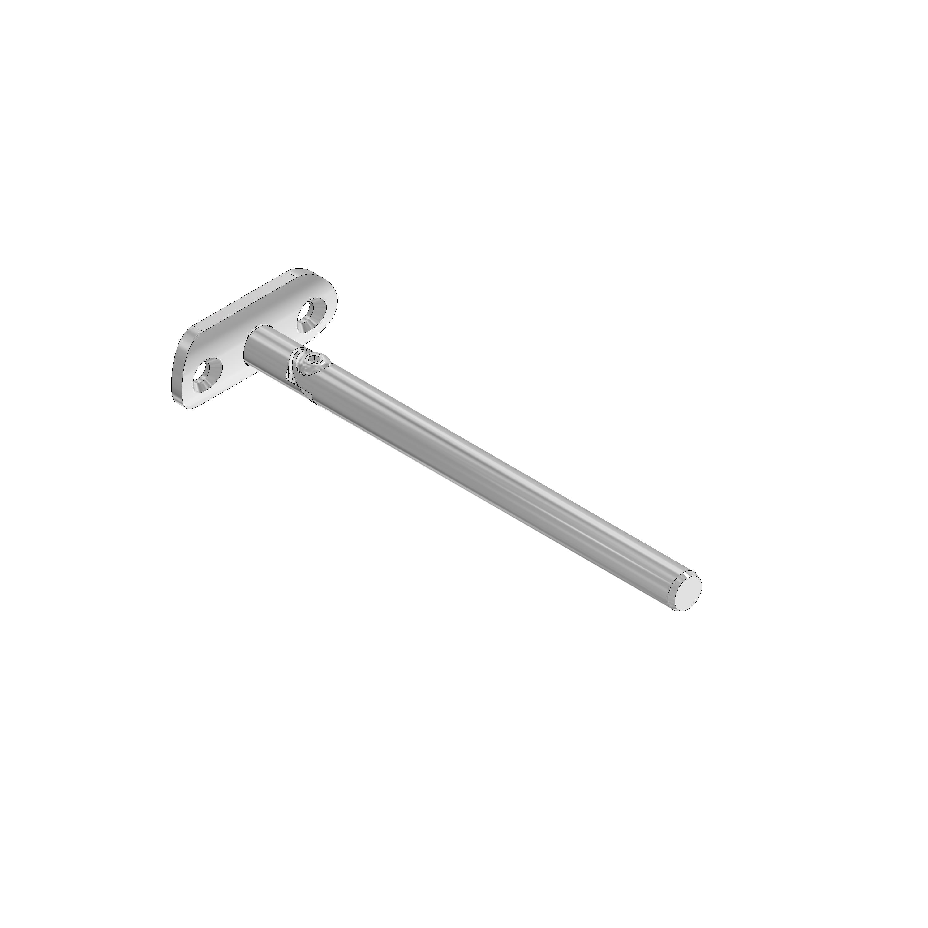 V2A Handlaufhalter rund für Ø42,4 mm Rohr mit Kippgelenk, Stift Ø12 x 166 mm