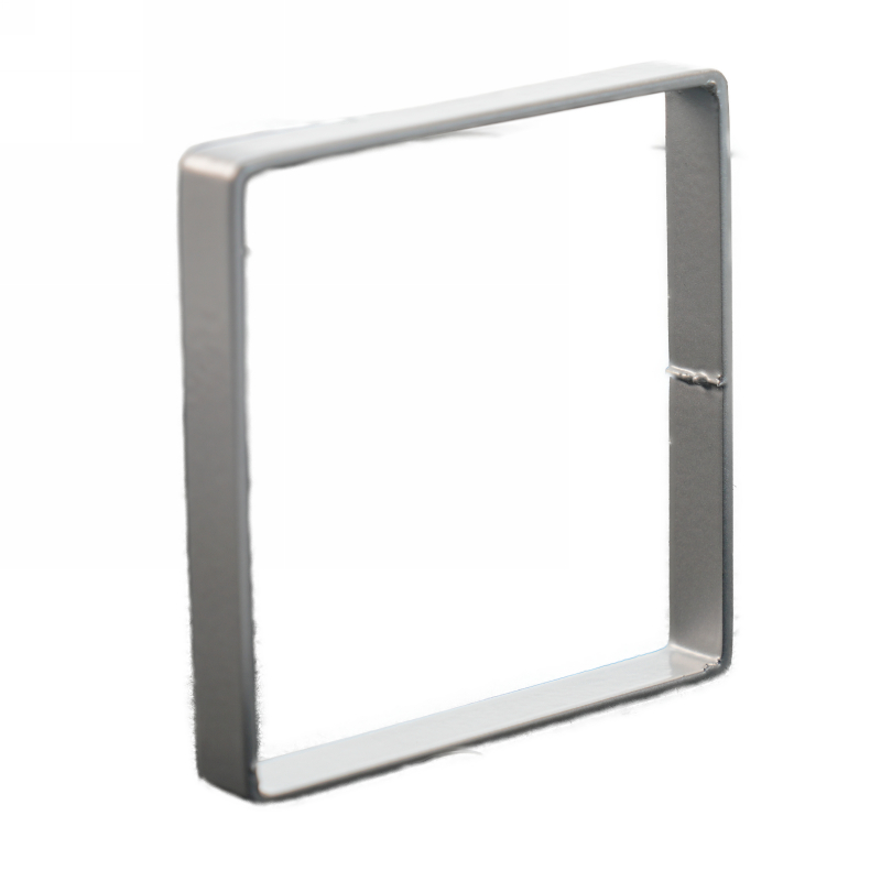 Quadratrahmen 80x80x10mm beschichtet in RAL 9006, geschliffen K400